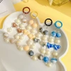 Live-streaming best-selling handcrafted beaded rabbit mobile phone chain keychain details Picture